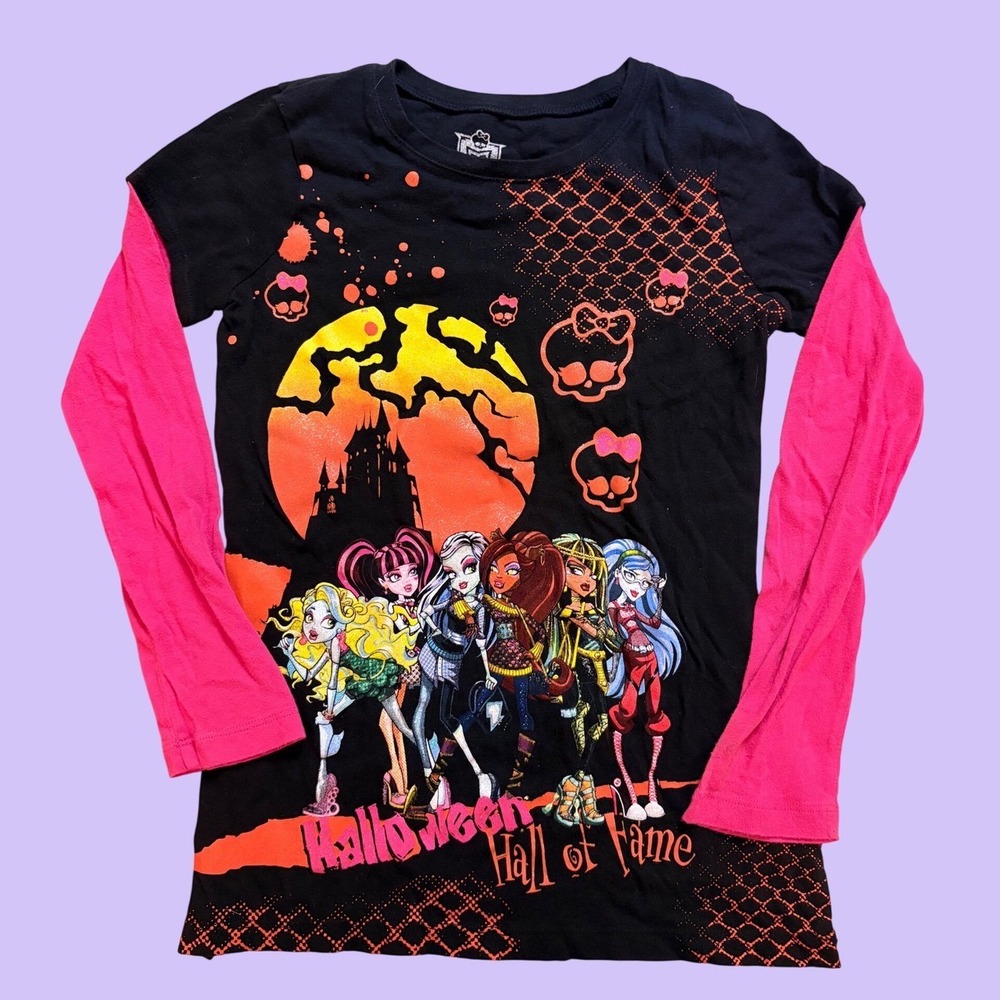 Y2K Monster High Halloween Graphic Tee Scene Emo Long Sleeve #19
